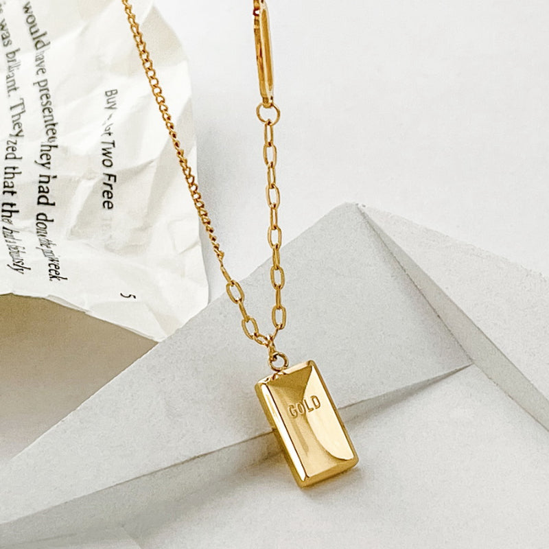 Gold Bar Necklace Pendant Necklace