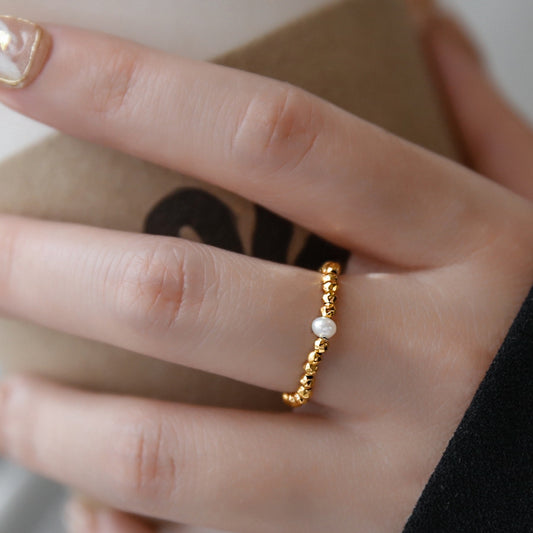 18K Gold Beading Ring