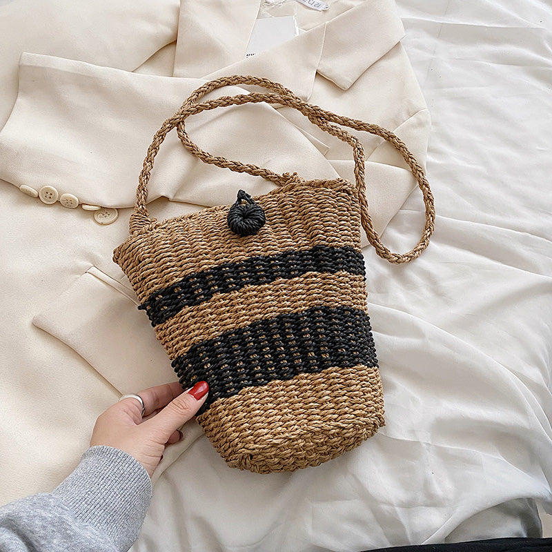 Summer Boho Straw Crossbody Shoulder Bag