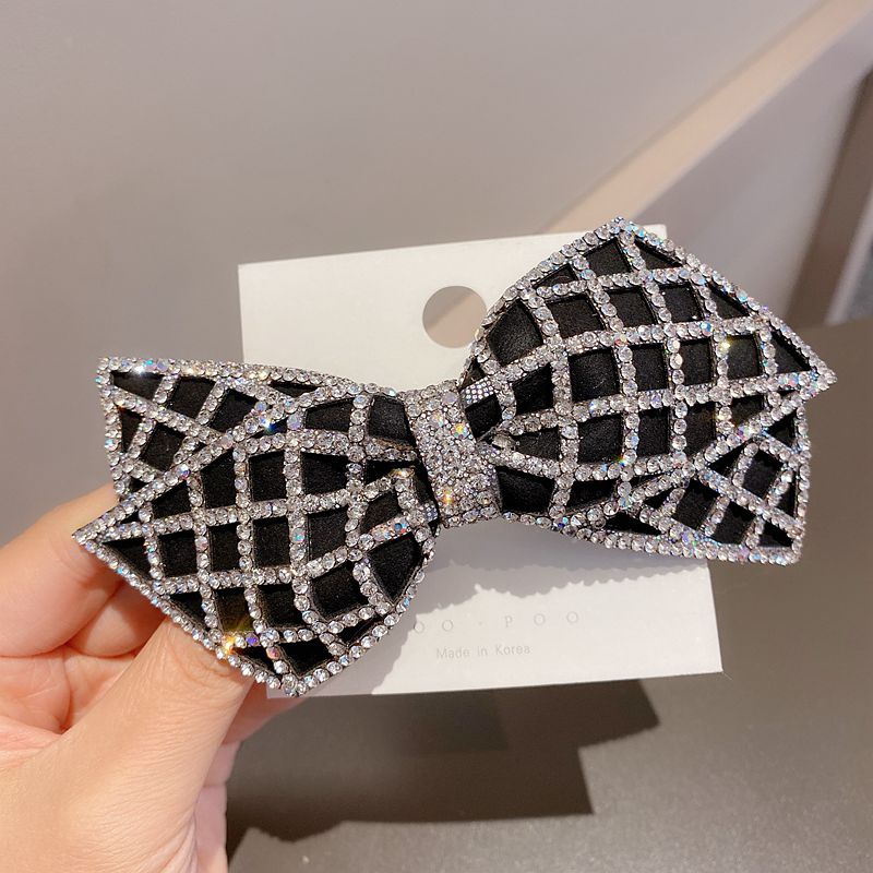 Rhinestone Black Hair Bow Clip