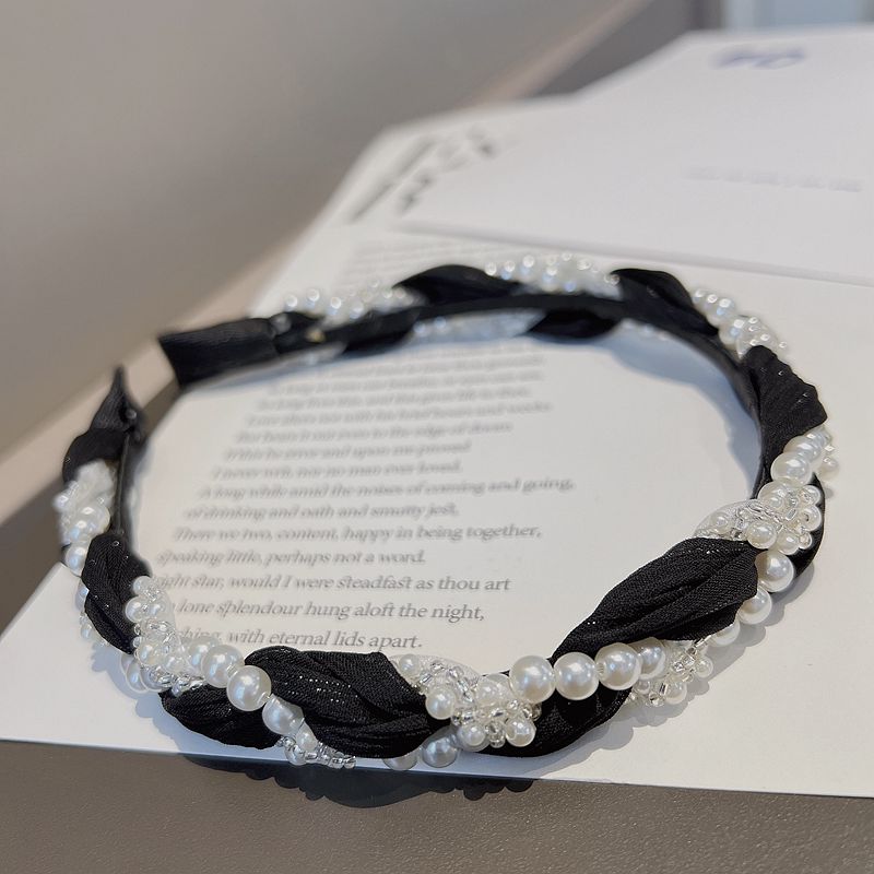 Vintage Pearl Beaded Woven Headband