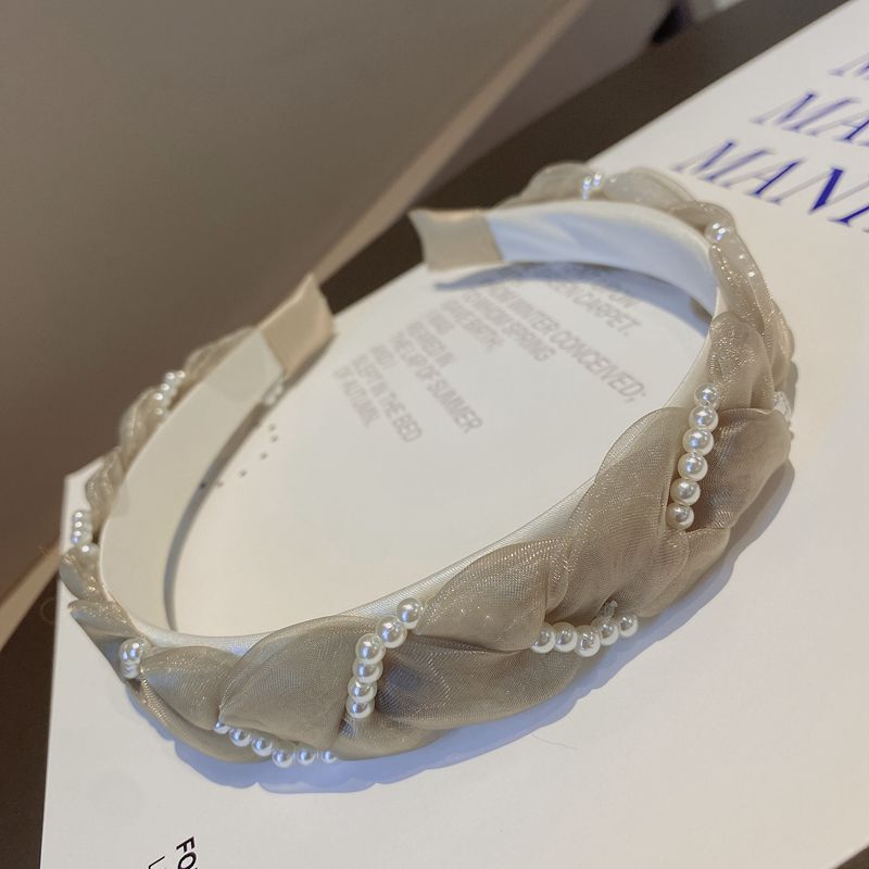 Organza Pearl Beading Woven Headband