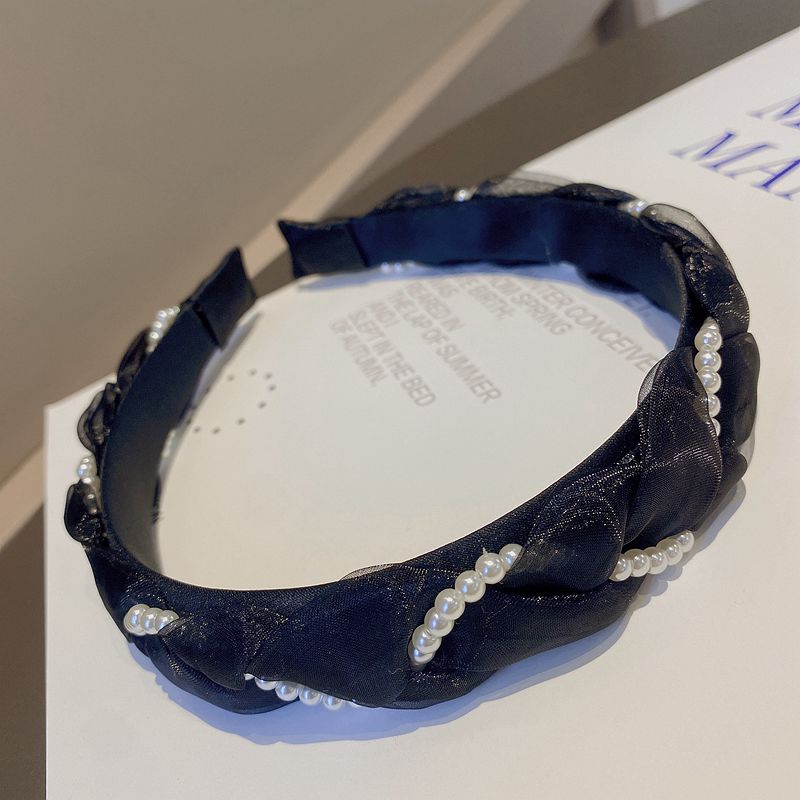 Organza Pearl Beading Woven Headband