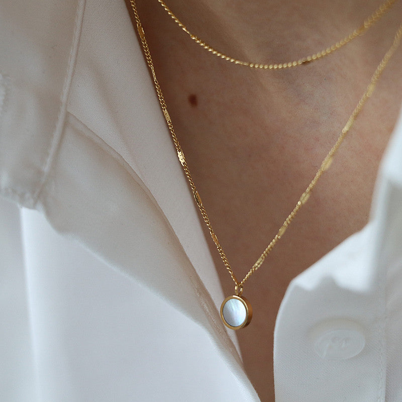 Shell Pendant Double-layer Chain Necklace