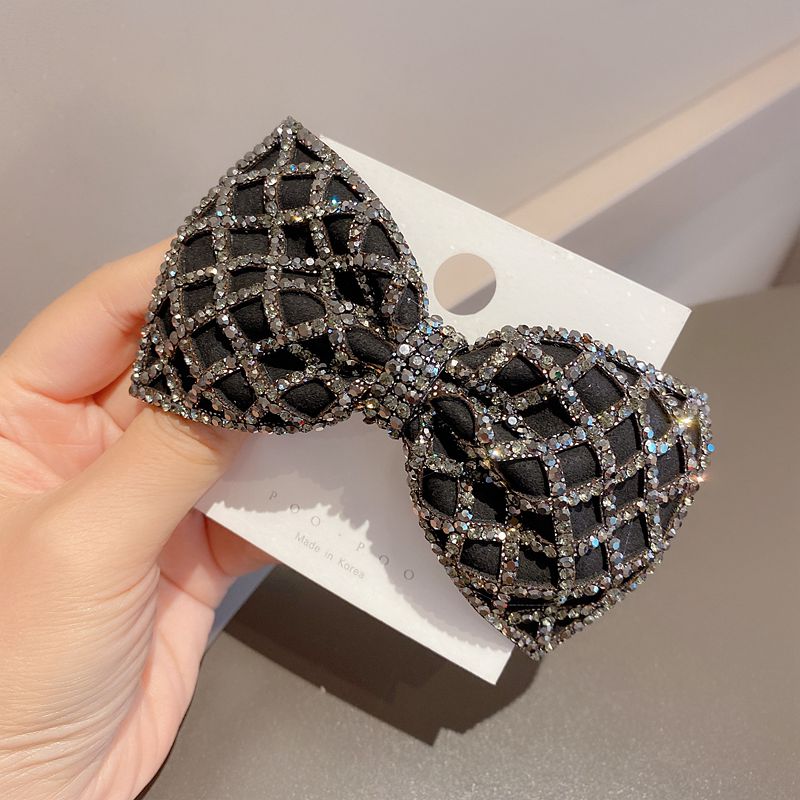 Rhinestone Black Hair Bow Clip