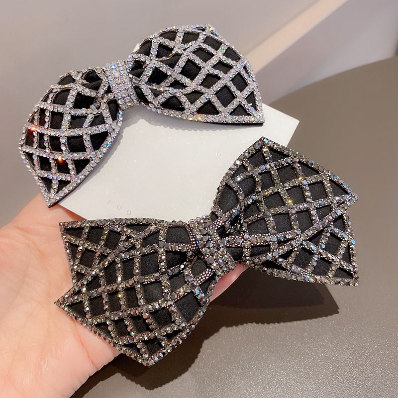 Rhinestone Black Hair Bow Clip