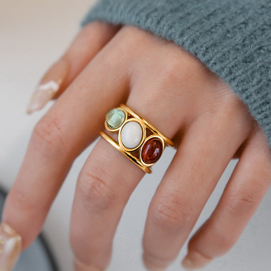 Colored Crystal Bold Ring