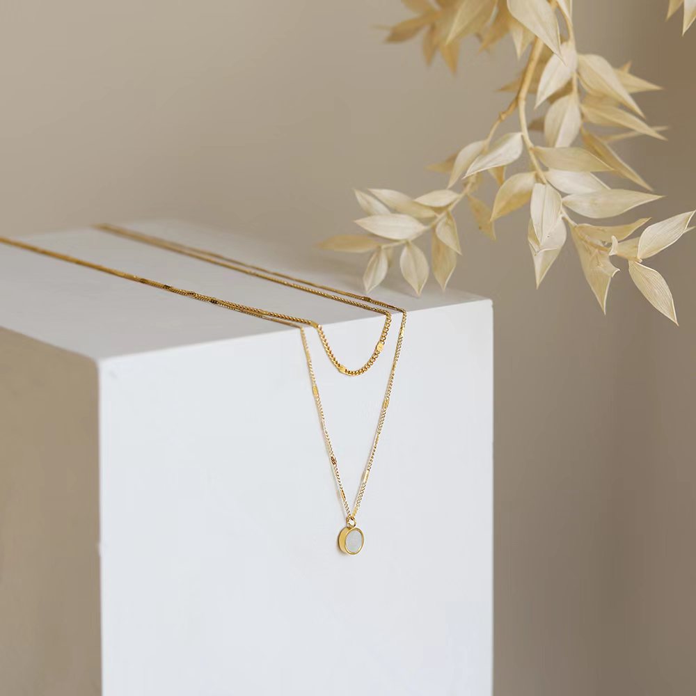 Shell Pendant Double-layer Chain Necklace