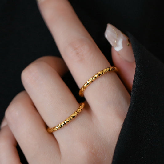 Faceted Gold Dainty Stacking Ring
