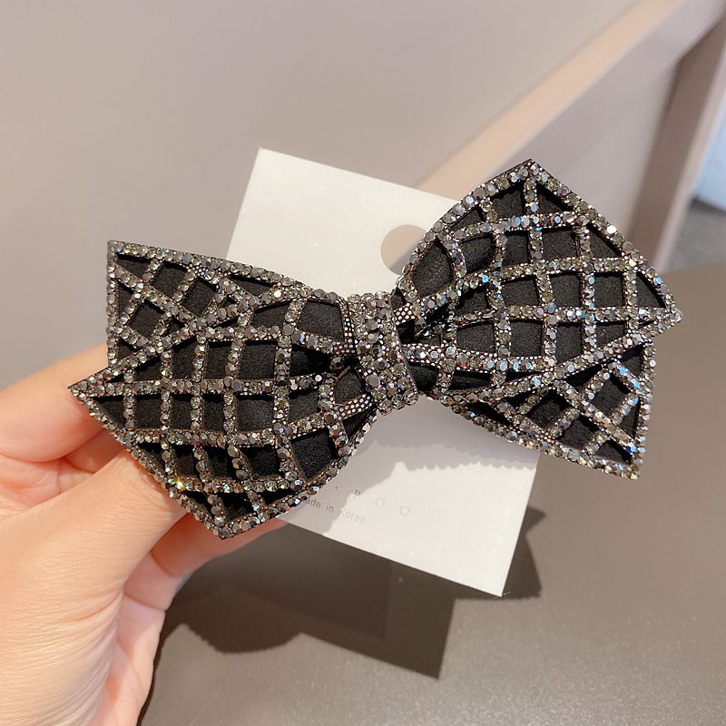 Rhinestone Black Hair Bow Clip