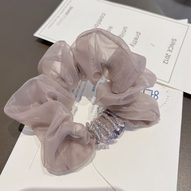 Purple Crystal Organza Hair Scrunchy