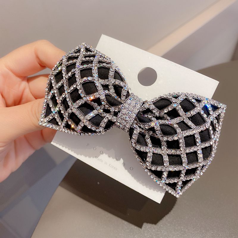 Rhinestone Black Hair Bow Clip