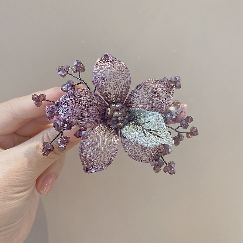 Handmade Woven Flower Snap Hair Clip