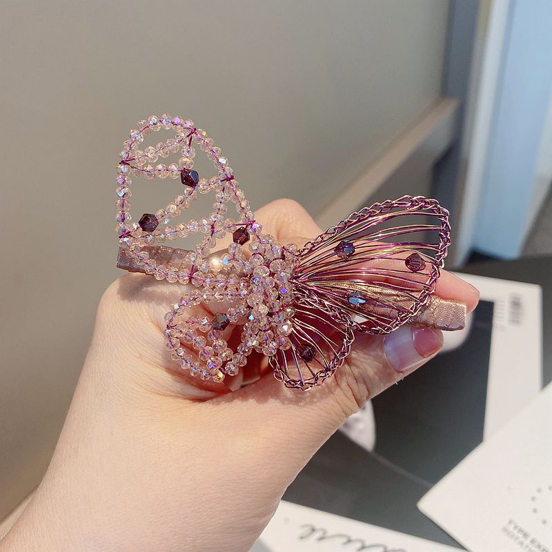 Crystal Beaded Butterfly Hair Clips