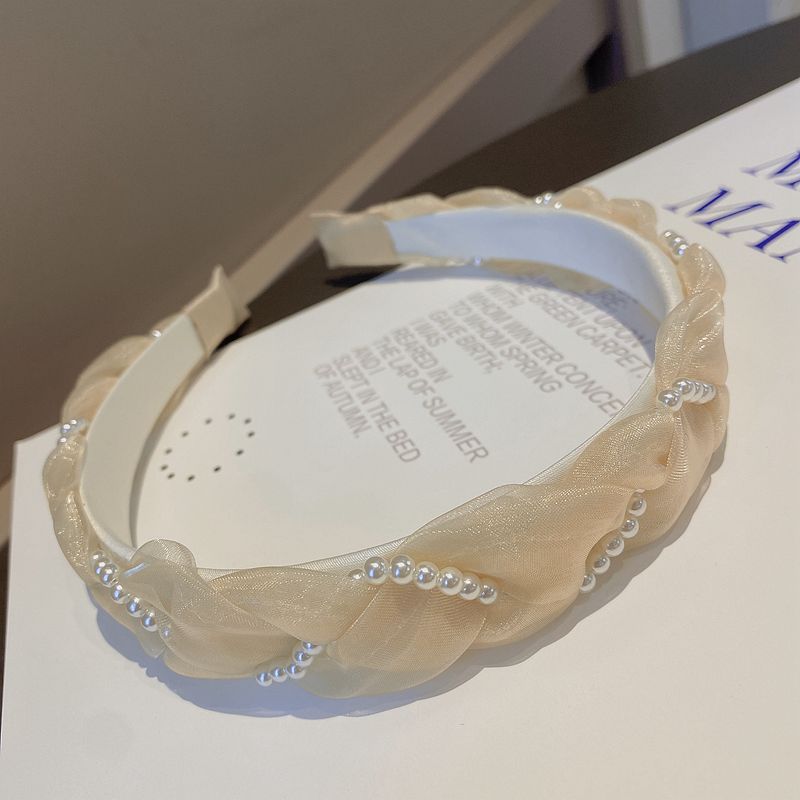 Organza Pearl Beading Woven Headband