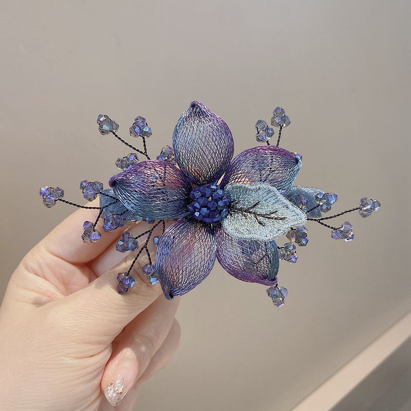 Handmade Woven Flower Snap Hair Clip