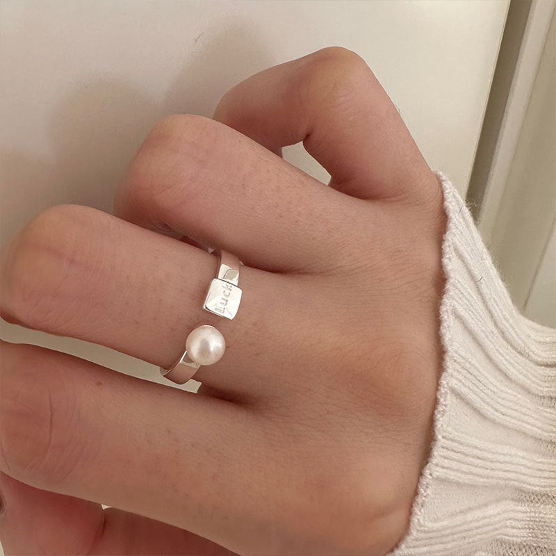 S925 Sterling Silver Luck Pearl Open Ring