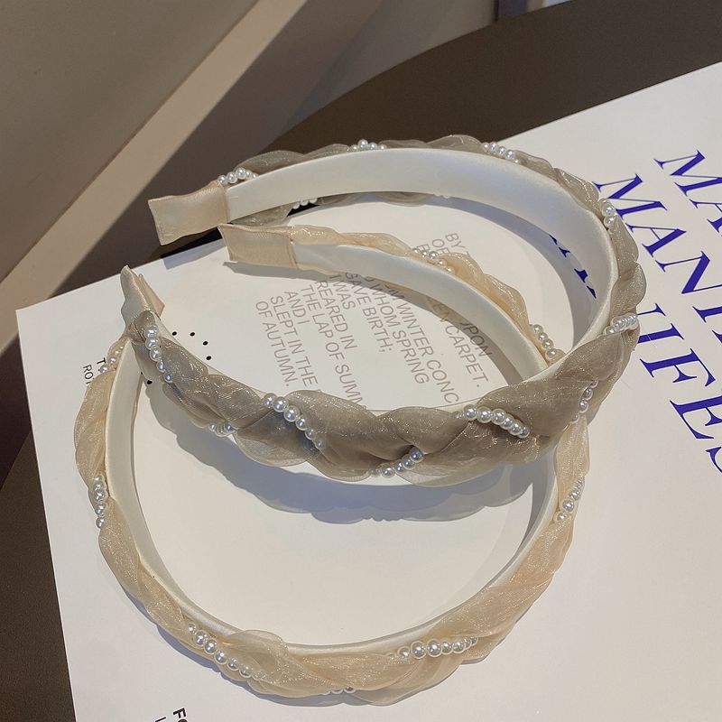 Organza Pearl Beading Woven Headband