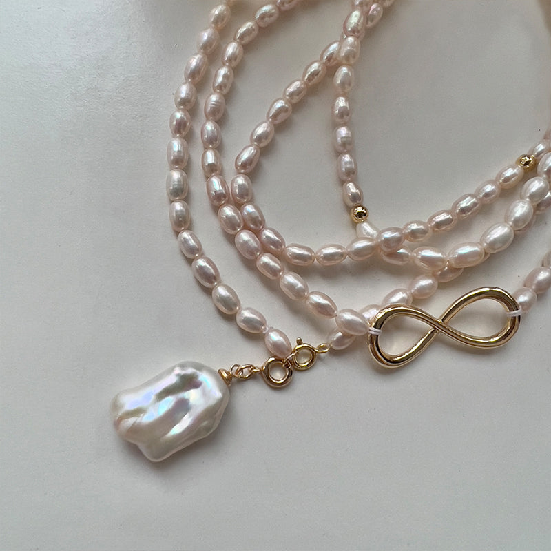 Natural Pearl Beading Long Necklace
