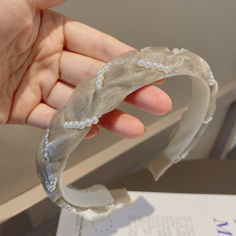 Organza Pearl Beading Woven Headband