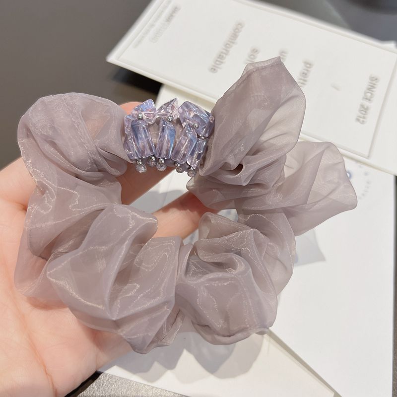 Purple Crystal Organza Hair Scrunchy