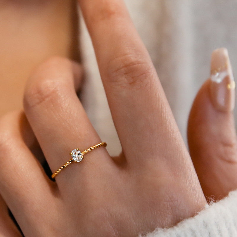 Twisted Dainty Zircon Ring