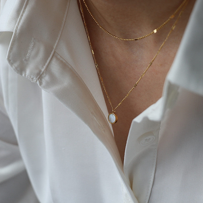 Shell Pendant Double-layer Chain Necklace