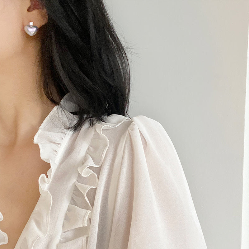 Shimmer Heart-shaped Pearl Studs