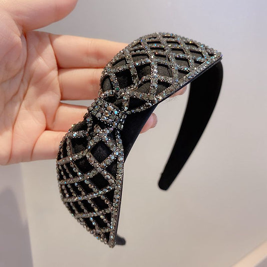 Black Crystal Bow Wide Headband