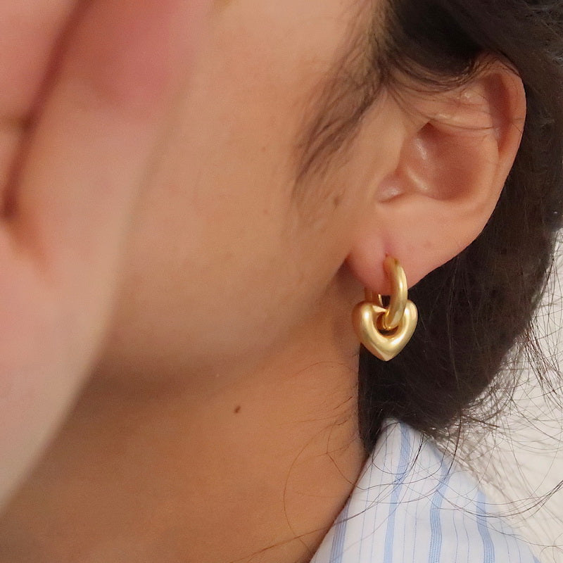 Bold Heart Pendant Hoop Earrings