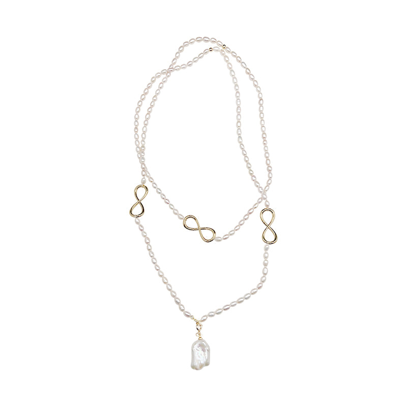 Natural Pearl Beading Long Necklace