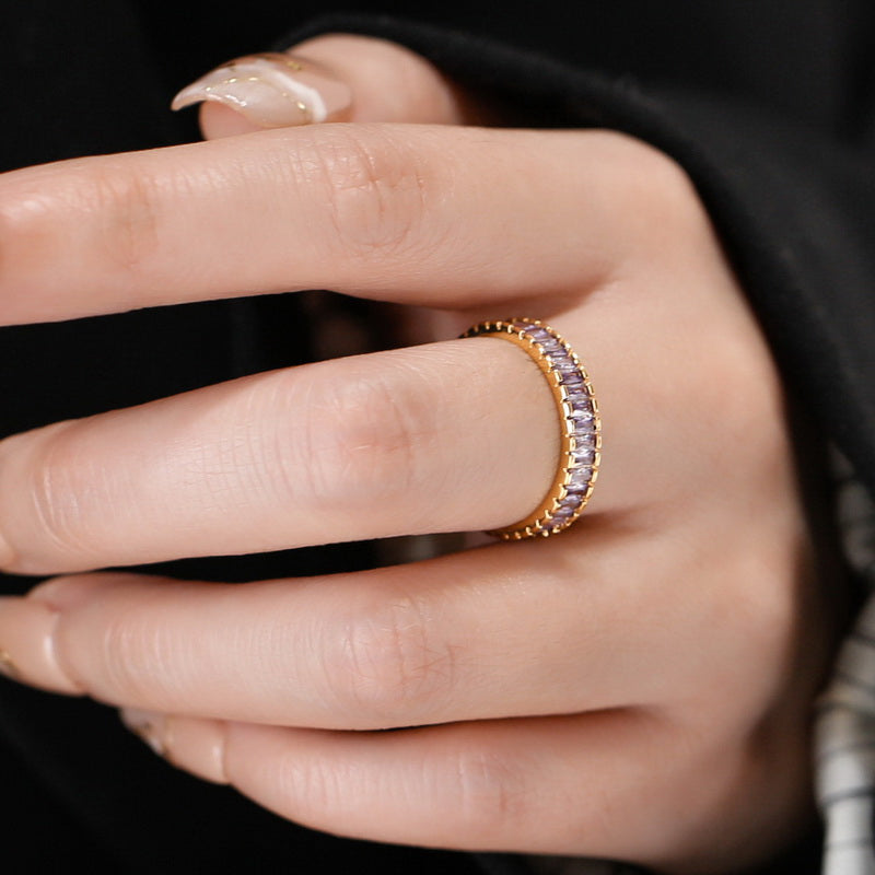 Purple Zircon Adjustable Ring