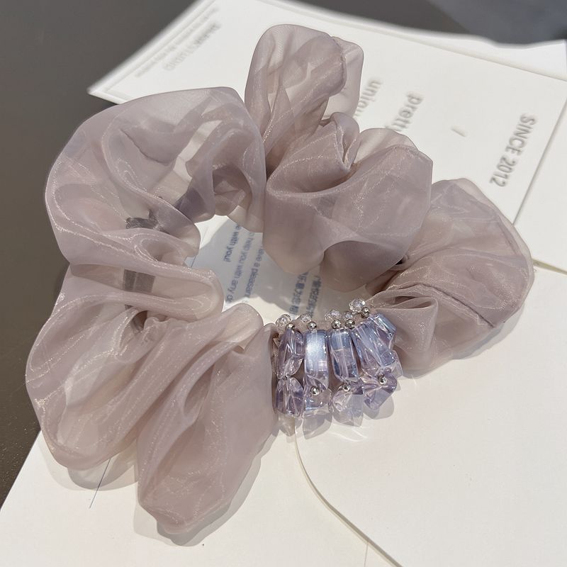 Purple Crystal Organza Hair Scrunchy