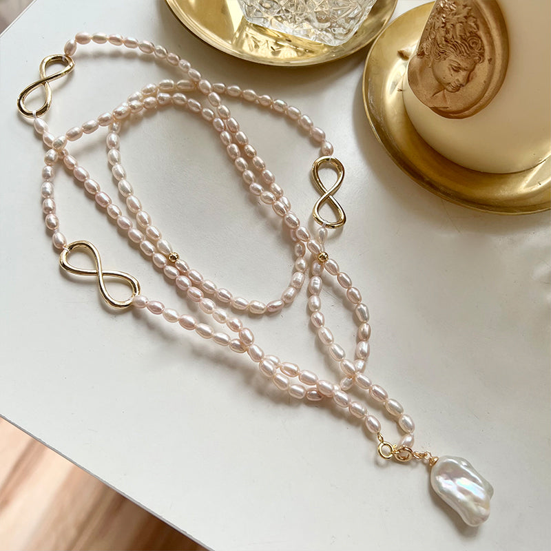 Natural Pearl Beading Long Necklace