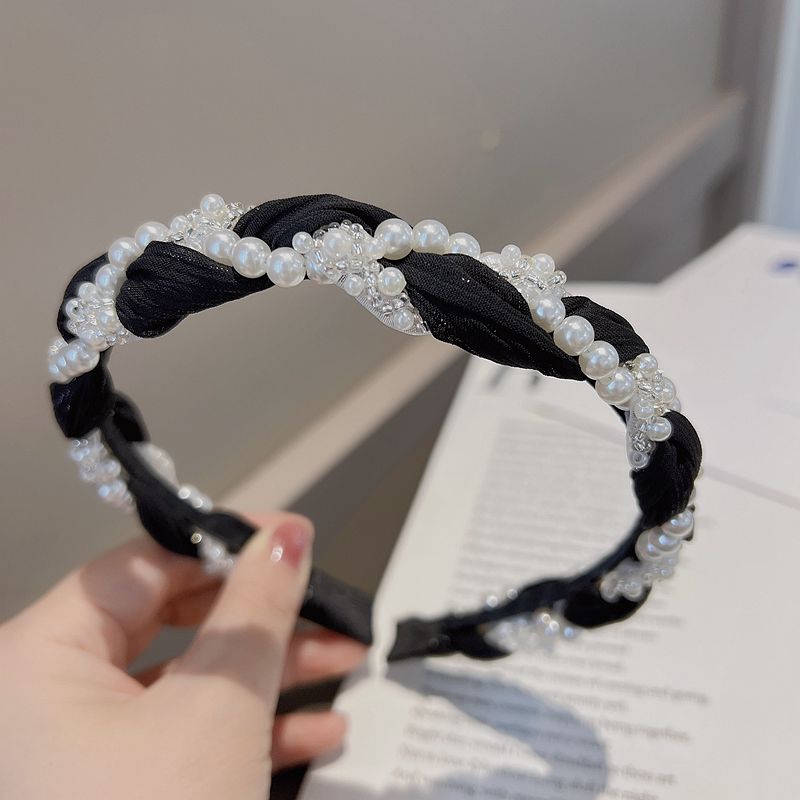 Vintage Pearl Beaded Woven Headband