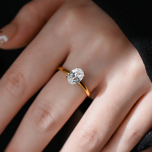 18K Gold Plated Oval Zircon Ring