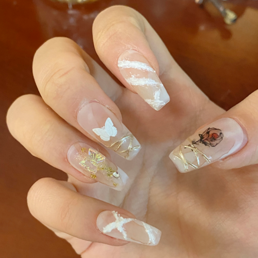 Dried Rose Y2K Style Press Long Nails
