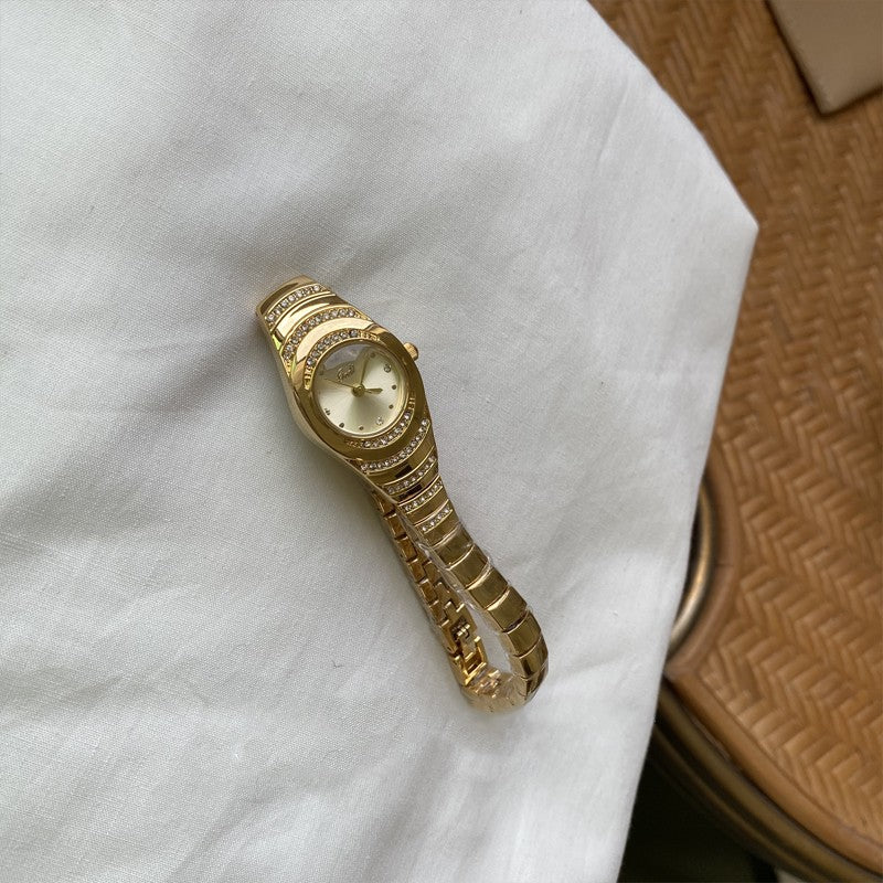 Exquisite Small Dial Zircon Gold Watch
