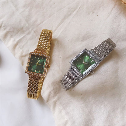 Crystal Embellished Square Dial Bracelet Watch