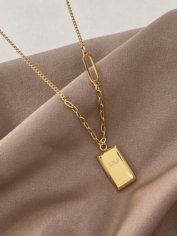 Gold Bar Necklace Pendant Necklace