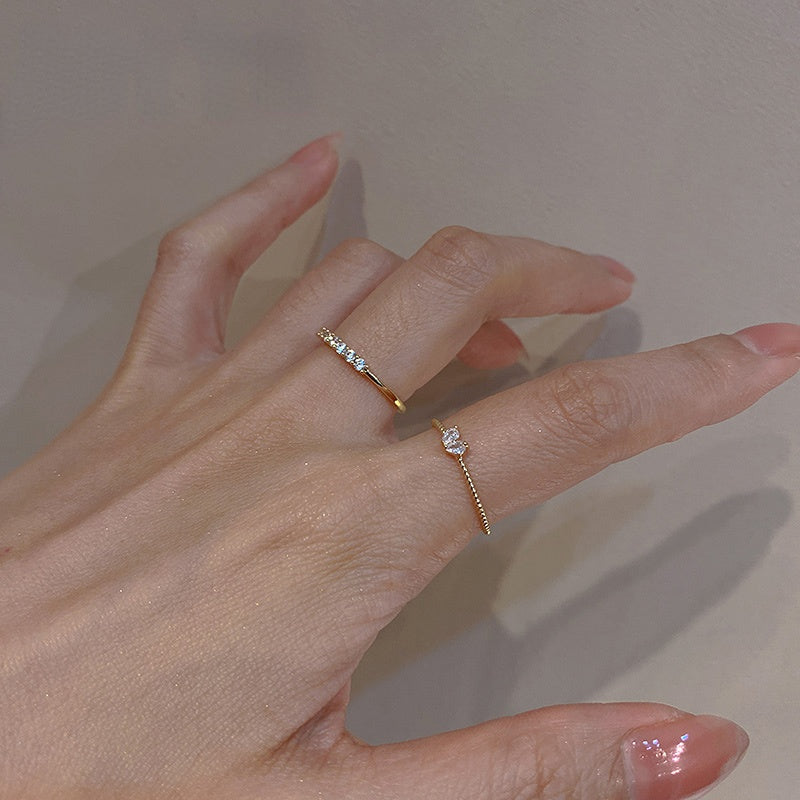 Set of 2 Heart Zirconia Open Ring