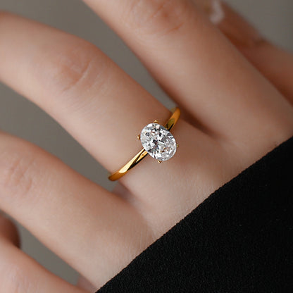 18K Gold Plated Oval Zircon Ring