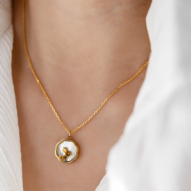 Bunny Natural Shell Pendant Necklace