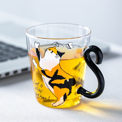 Cute Cat Glass Juice Coffee Cup