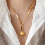 Load image into Gallery viewer, Frosted Gold Ball Pendant Neckalce
