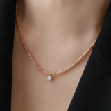 Load image into Gallery viewer, Sunstone Beading Choker with Zircon Pendant