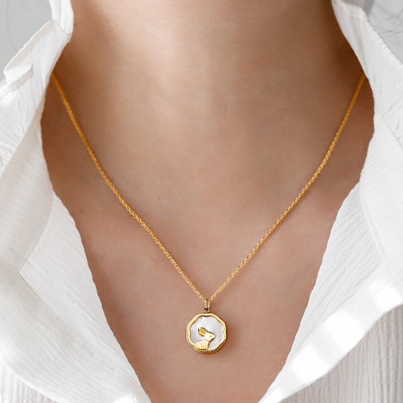 Bunny Natural Shell Pendant Necklace