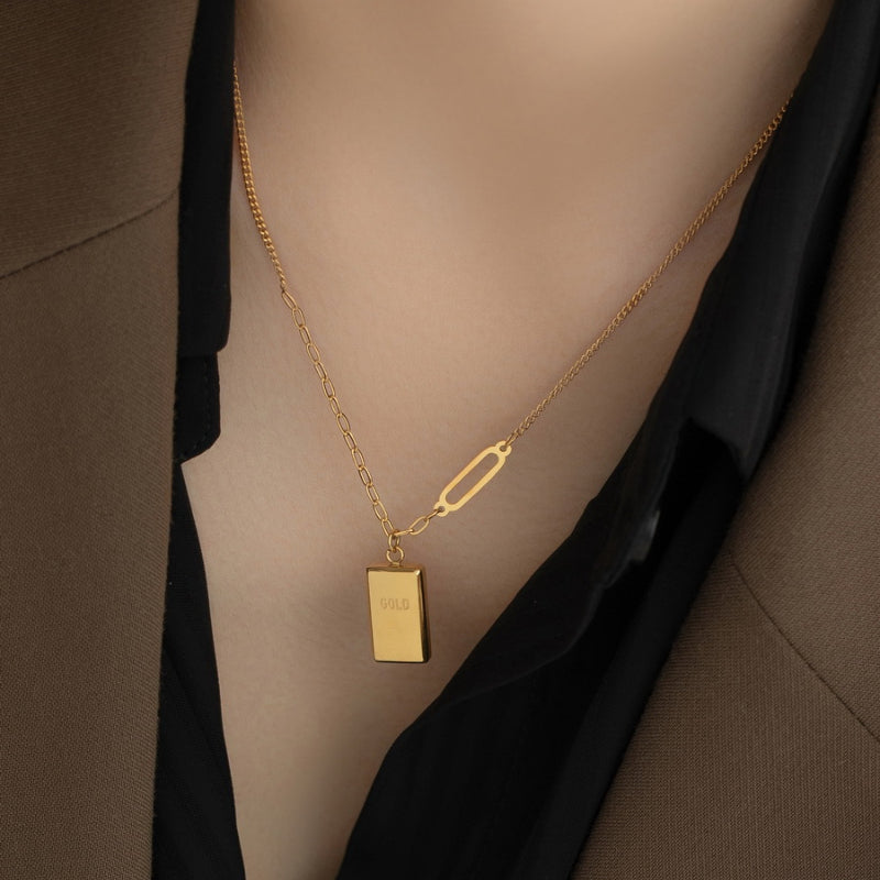 Gold Bar Necklace Pendant Necklace