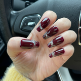 Load image into Gallery viewer, Glittery Red Press on Nails Medium Coffin