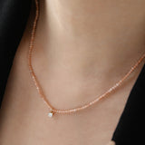 Load image into Gallery viewer, Sunstone Beading Choker with Zircon Pendant